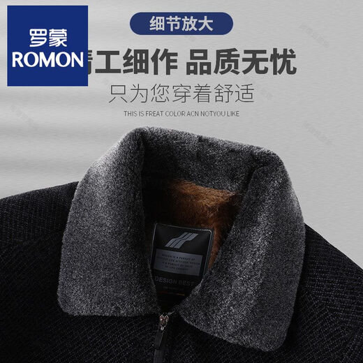 ROMON veste chenille pour hommes d'âge moyen et âgés hiver manteau en coton en laine pour hommes d'âge moyen veste d'hiver en velours de coton épaissi pour papa A006 # velours de style revers bleu noir épaissi M 170 (recommandé 90-115Jin Jin est égal à environ 0,5 kg)