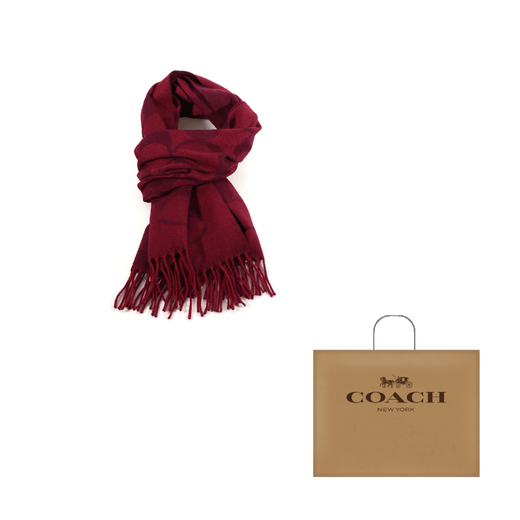 COACH 24 Autumn and Winter Classic Logo Letter Print Sheep Wool Velvet Scarf Unisex Couple Style Red Default F