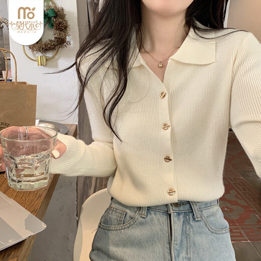 Modal lapel bottoming shirt for women with small fragrance style 2026 autumn and winter new sweater soft waxy sweater long-sleeved top Apricot