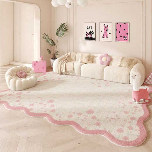Japanese Unprinted Cute Carpet Irregular Shaped Living Room Sofa Floor Mat Pink Dopamine Girls Bedroom Wipeable Dream Castle Sweetheart 1 120cm 160cm