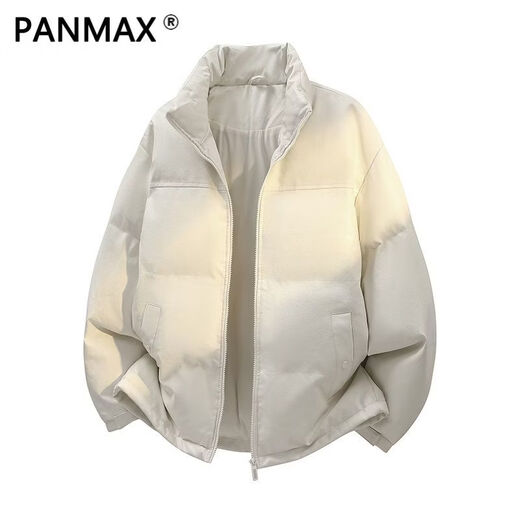 PANMAX new stand collar American versatile casual cotton coat warm cotton coat winter coat loose thickened bread coat white M recommended 110-130Jin Jin equals 0.5 kg