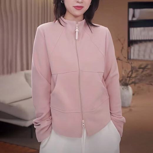 2025 new autumn and winter pink sweatshirt jacket for women, fashionable and age-reducing, slimming half turtleneck bottoming top, pink jacket XL 115-125Jin Jin is equal to 0.5 kg