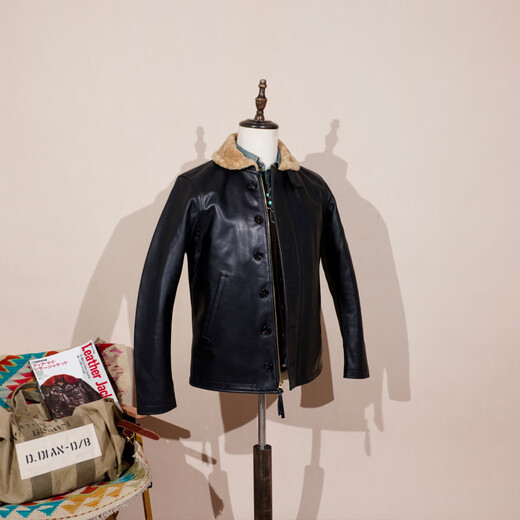 CHEVALPES international first-line brand small quantity N1 deck suit cowhide leather jacket with cotton wool collar cowhide S