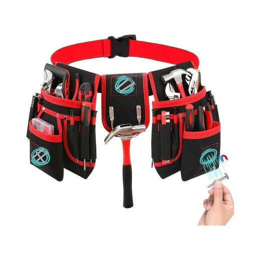 An Junsheng Heavy Duty Oxford Cloth Tool Bag Electrician Multifunctional Waterproof Combination Tool Belt Shoulder Strap Hardware Tool Bag Gray Black (Practical and Wear-Resistant)