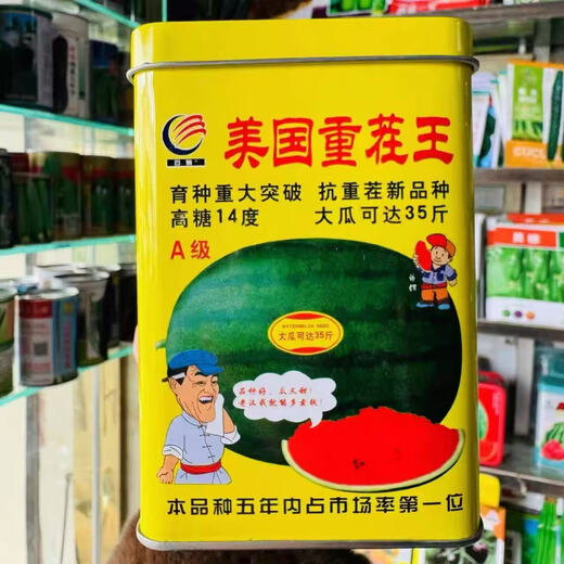 Spring Branch Rhyme American Double-cropped King Lazy Man King Watermelon Seed Super Sweet Extra Large Resistant Heavy-Stupped Watermelon Seed Field Base Special Seed Khakimetu 50g About 700 Tablets