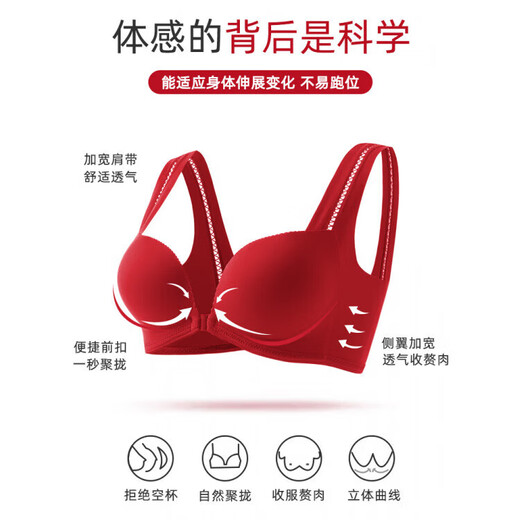 ZOEACE Zodiac Year Underwear Women's Big Red Small Breasts Push Up to Show Big Bridal Panties Bra 2026 New Year of the Horse Set Big Red - Set 70A /32A (Comfortable Push Up)