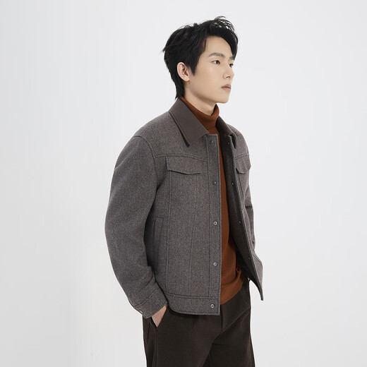 Lilang Contains Cashmere Barn Style Woolen Jacket Short Winter New Men's Woolen Coat Store Same Style Light Gray Coffee (25DYR9011S) M 165/80A