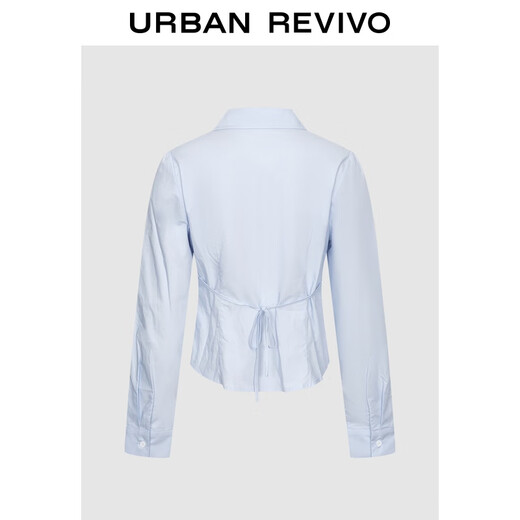 UR2026 Spring New Women's Casual Cotton Slim Fit Embroidered Short Cardigan Shirt UYY250102 Light Blue S