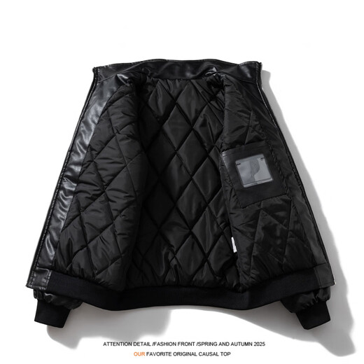 Shijanu American retro racing suit motorcycle cotton jacket autumn and winter motorcycle riding suit embroidered bomber jacket men's and women's jacket winter cotton black PU M recommended 110Jin Jin is equal to about 0.5 kg