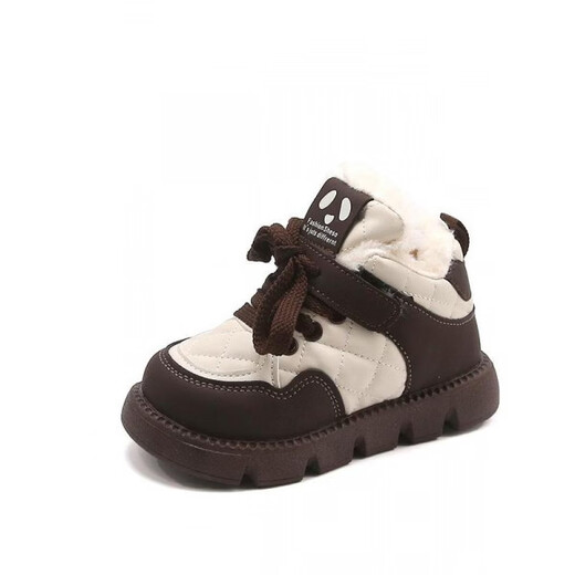 G.duck Little Yellow Duck Girls' Velvet Large Cotton Short Boots 2025 Winter New Children's Cotton Shoes Little Girls Thick Sole Non-Slip Winter Style 58XXI 36 Inner Length About 22CM