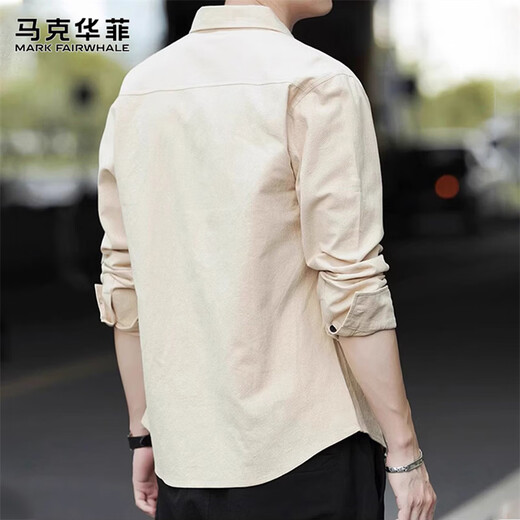 MARK FAIRWHALE long-sleeved shirt men's pure cotton winter loose business casual shirt men's versatile jacket men's khaki XL