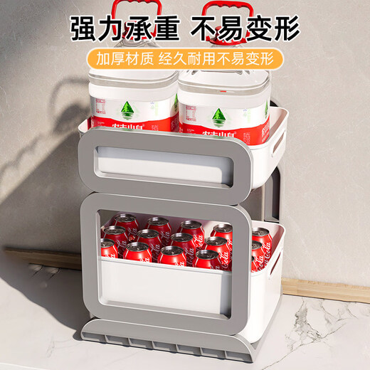 Tuojin imported high-quality pull-out sink storage rack from Germany, simple style bathroom storage rack, widely popular with micro-business, milky white, 3 layers, two short + one high + pulley