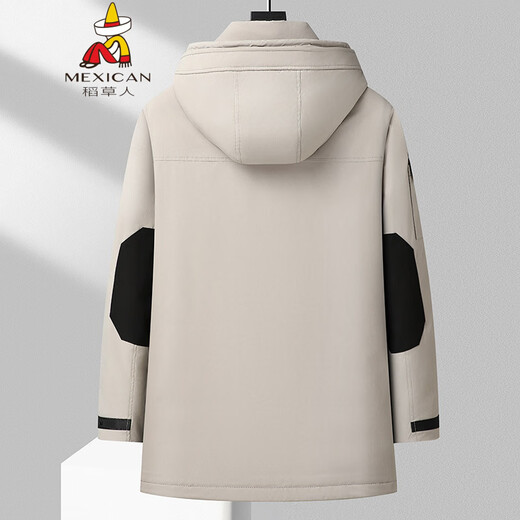 Scarecrow Fat Brother 2025 winter new trendy fat plus fat plus size medium and long hooded workwear down jacket for young men, black 5XL