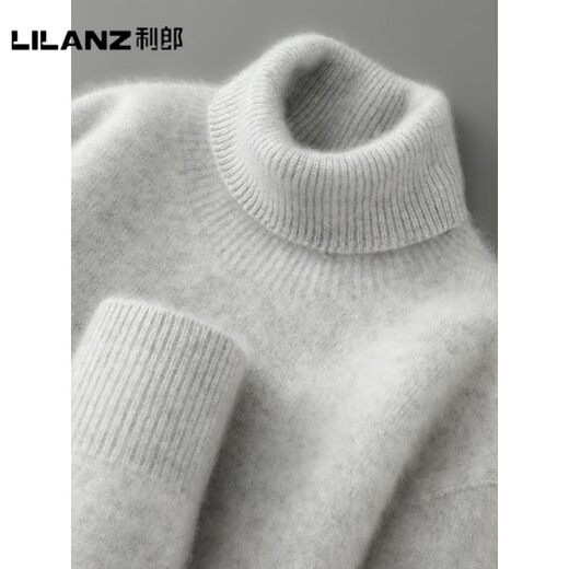 LILANZ official turtleneck thickened pure wool sweater men's winter new sweater loose long-sleeved wool sweater knitted bottoming sweater beige - flagship model 3XL