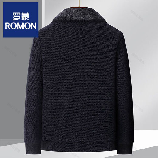 ROMON veste chenille pour hommes d'âge moyen et âgés hiver manteau en coton en laine pour hommes d'âge moyen veste d'hiver en velours de coton épaissi pour papa A006 # velours de style revers bleu noir épaissi M 170 (recommandé 90-115Jin Jin est égal à environ 0,5 kg)