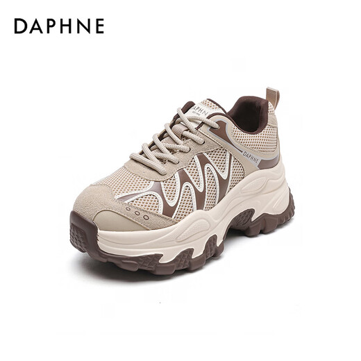 DAPHNE Daphne Fashion Retro Casual Dad Shoes Women's Thick Sole Increased Comfortable Soft Sole Versatile Sports Shoes for Women Apricot Brown 40