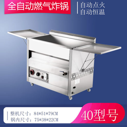 Gas fryer commercial stall gas fully automatic temperature control fried dough stick machine fried chicken steak liquefied gas electric fryer 1 inch luxury enlarged 40 type long 84 wide 510 high 790 flip model