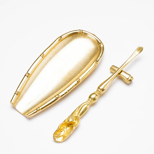 Initial conception of the gold and jade fragrant copper awakening tea set, a three-piece set of handmade tea lotus tea spoons with bamboo joints and tea spoons, Kung Fu tea set accessories, and a three-piece retro lotus tea set with bamboo joints
