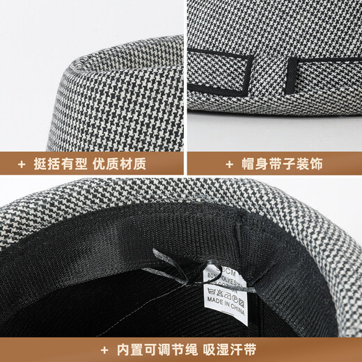 SOOKI British style top hat men's casual autumn and winter middle-aged and elderly gentleman hat dad jazz hat grandpa retro warm hat light gray one size (56-58cm)