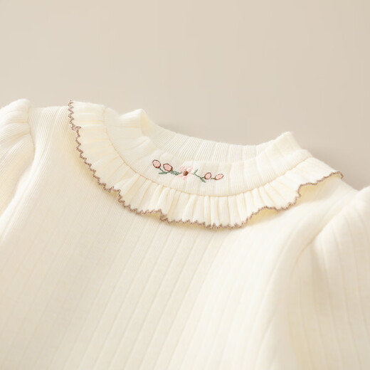 Mami Maca (MOMOCO) Girls' Bottoming Shirt 2025 Winter Baby Cute Exquisite Flowers Versatile and Comfortable Bottoming Shirt Apricot 90