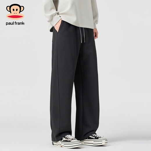 大嘴猴（paul frank）美式复古休闲裤男士2025冬季新款宽松舒适百搭垂感运动长裤子男装 深灰色+深灰色 【优惠两件装】 M 【建议110-125斤】
