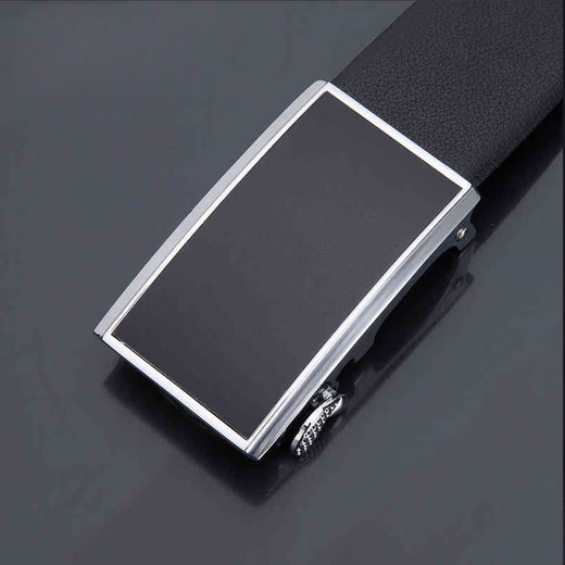 LISM light luxury high-end men's automatic buckle men's fashion belt simple business formal trousers belt trendy leather belt Q black 125cm