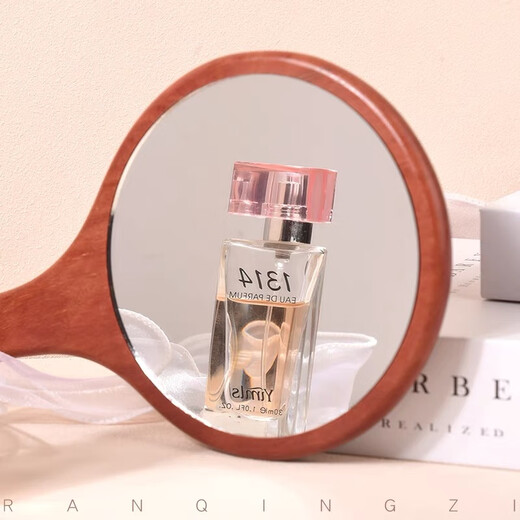 Mirror, hand-held sandalwood cosmetic mirror, beauty salon mirror, hand-held hand-held mirror, wooden handle mirror, large cosmetic mirror, portable mirror, sandalwood cosmetic mirror, large round mirror