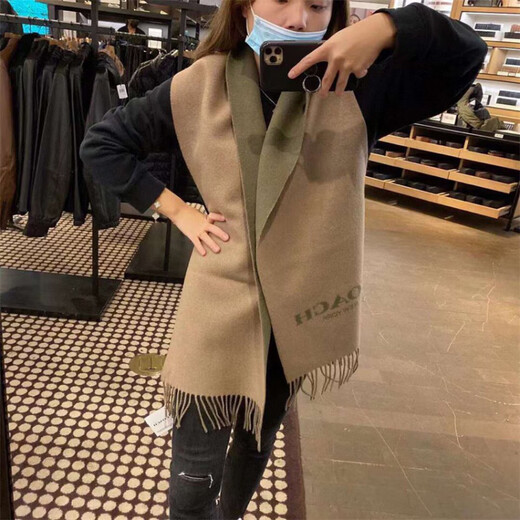 COACH new thick wool men's fashion scarf shawl official flagship authentic B678 red and blue color matching