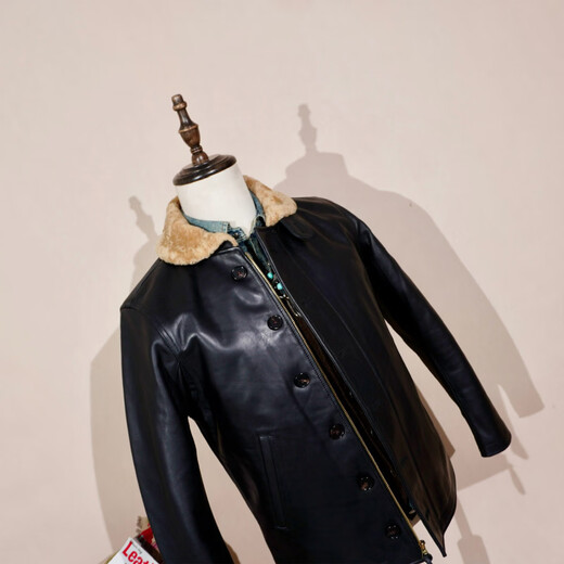 CHEVALPES international first-line brand small quantity N1 deck suit cowhide leather jacket with cotton wool collar cowhide S