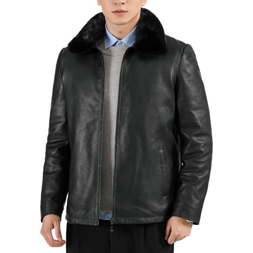 Shumaojia первый слой пуховой куртки из козьей кожи, мужская кожаная куртка с лацканами, деловая повседневная черная L