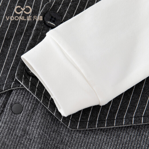 Fanlie baby clothes, spring clothes, newborn baby boy jumpsuit, full moon and 100 days out, gentleman one year old, spring and autumn, gray 80cm