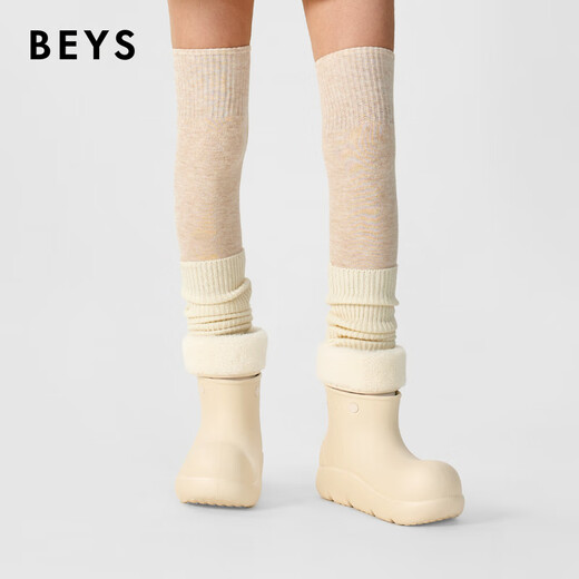 BEYS赵露思同款雪地靴女小丑鞋加绒防水防滑厚底增高2025冬季新款女鞋 沙色 38