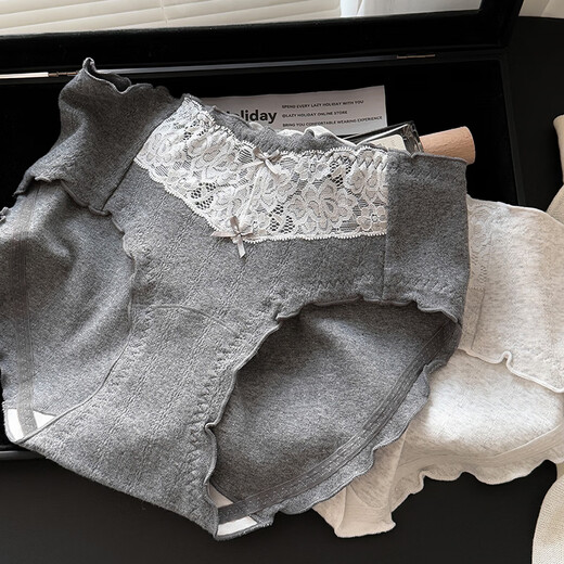 Inner companion 3 pairs of sweet pure cotton underwear for women 10a antibacterial crotch mid-waist girls' lace triangle shorts L