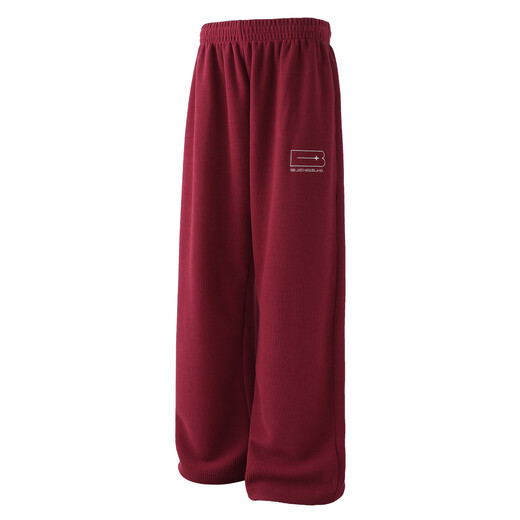 BJHG Reckless Corduroy Casual Pants Men's Spring Simple Comfortable Loose Couple Casual Pants Women's Burgundy S