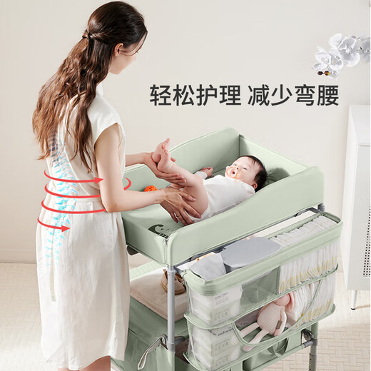 Table à langer Sweeby, table de puériculture, table de bain bébé, table à langer tactile, amovible et pliable, gris nébuleuse, fonction pliable + petite bassine d'eau + poubelle