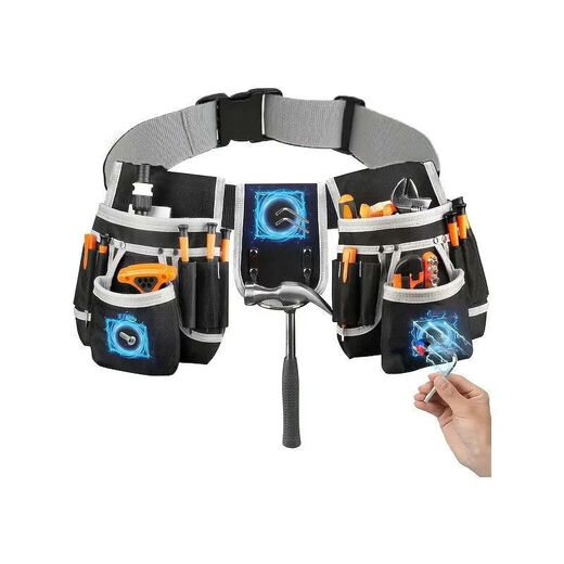 An Junsheng Heavy Duty Oxford Cloth Tool Bag Electrician Multifunctional Waterproof Combination Tool Belt Shoulder Strap Hardware Tool Bag Gray Black (Practical and Wear-Resistant)
