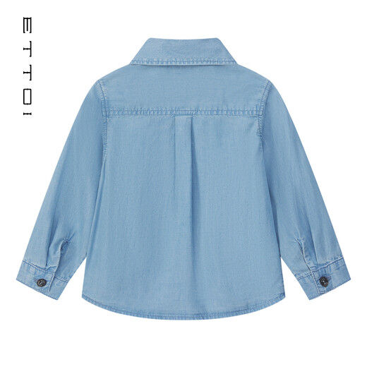 Ettoi 100 Lyocell ETTOI boys long-sleeved versatile solid color basic shirt autumn and winter new haze blue 110