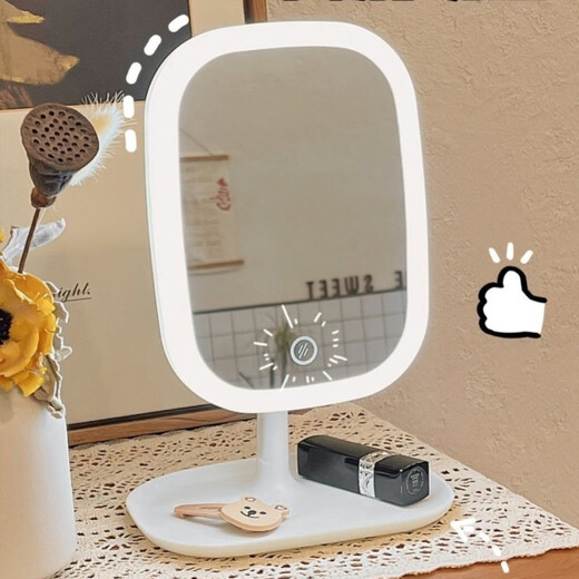Fat Donglai's same style cross-border LED smart makeup mirror with light girls' bedroom dressing table dressing mirror student dormitory desktop supplementary light mirror girly pink three-level color change + long press switch stepless dimming