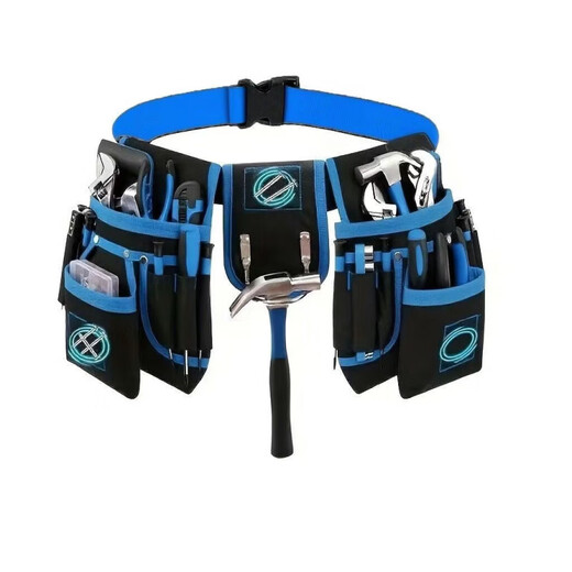 An Junsheng Heavy Duty Oxford Cloth Tool Bag Electrician Multifunctional Waterproof Combination Tool Belt Shoulder Strap Hardware Tool Bag Gray Black (Practical and Wear-Resistant)