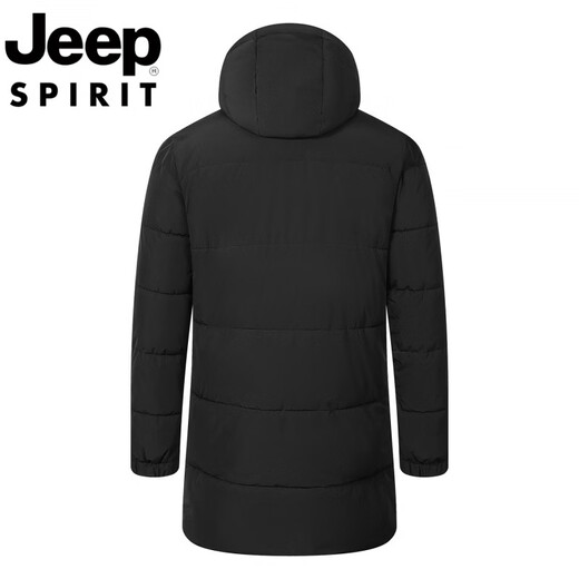 JEEP International Brand Cotton Jacket Men's Winter Thickened Warm Business Cotton Jacket Hooded Mid-Length Cotton Jacket N0578 Mid-Length Cotton Jacket Black XS
