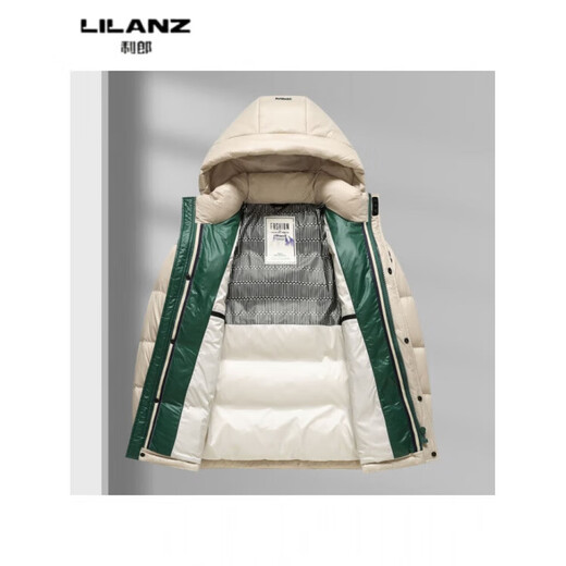 LILANZ winter new men's gray duck down hooded warm jacket for young and middle-aged business casual bread down jacket men black 14XL (190)