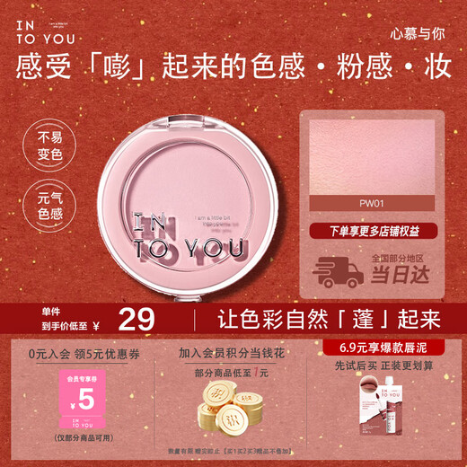 INTO YOU fluffy blush rouge single color contouring birthday gift for girls New Year's gift PW01 fluffy milk cake