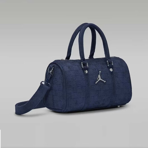 Jordan sports bag for men and women, Boston bag, metal label dual-use shoulder strap, trendy sports style hand-held crossbody bag, Midnight Navy/Navy Blue