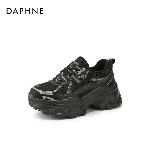 DAPHNE Daphne velvet dad shoes winter new fashion versatile casual shoes women's height increasing sneakers cotton shoes black velvet heel height 6.5cm 35 (225mm) standard size