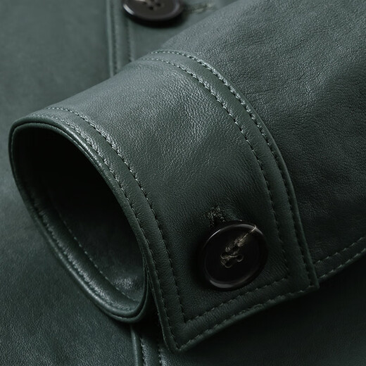 Haining leather jacket men's sheepskin 2025 winter slim short lapel leather jacket black L suitable for 110-130Jin Jin equals 0.5 kg