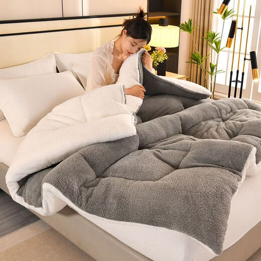 Fantasy thickened lamb velvet quilt double-sided velvet extra thick 10Jin Jin equals 0.5kg Winter quilt single student dormitory winter double quilt core quilt upgraded model white camel double-sided velvet 3 seconds quick heating 200x230 9Jin Jin equals 0.5kg thickened winter quilt