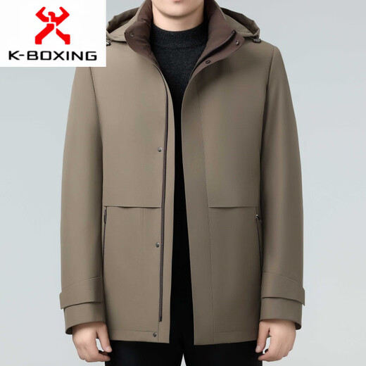 KBXNG Зимний пуховик Jinba, мужская утолщенная подкладка средней длины со съемной и съемной курткой Live-Face для вечеринок среднего возраста 8632 Синий (съемный пуховик) M 170/48