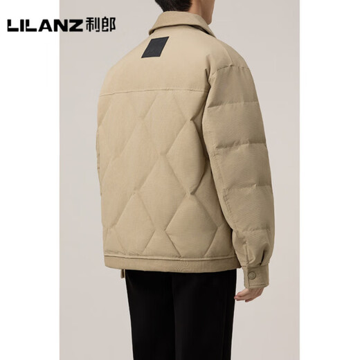 LILANZ official down jacket winter new men's casual fashion simple 90 white duck down lapel warm top outer beige - flagship model 3XL