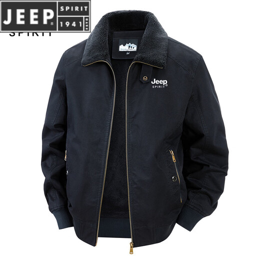 JEEP SPIRIT Jeep winter new men's velvet jacket workwear lapel large size cold-proof men's velvet lining to keep warm camel M
