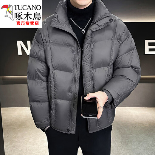 Woodpecker (TUCANO) New National Standard 90 Down Stand Collar Down Jacket Men's Winter Cloud Puff White Duck Down Warm Jacket Men's Bread Jacket Black M 100Jin Jin is equal to 0.5kg -120Jin Jin is equal to 0.5kg